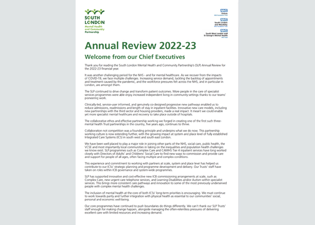 SLP Mental Health Publications SLP Annual Review 2022-23